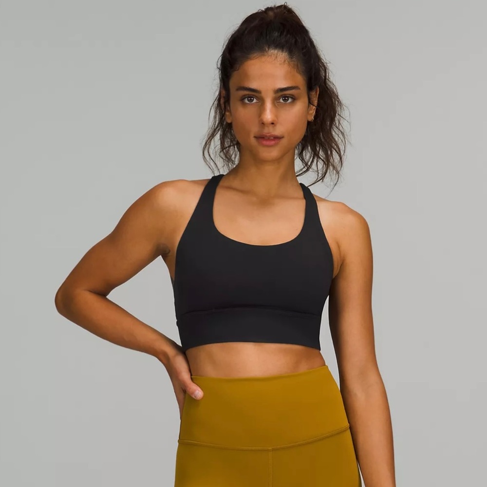 Worn 1 time, too small! Lululemon Energy Long Line Bra. Size 4. Black